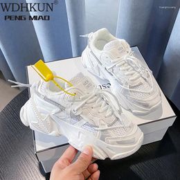 Fitness Shoes Comfy Breathable Mesh Trainers Chunky Heels 5cm Women's Platform Sneakers Women Casual Female White For Woman