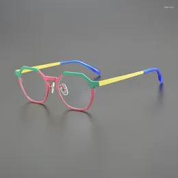 Sunglasses Frames Niche Design Fashion Irregular Square Titanium Frame Retro Multi-color Splicing Literary Personality Optical Prescription