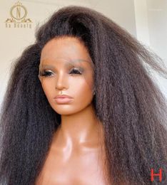 Kinky Straight Human Hair Wigs 360 Lace Frontal Wig Full Preplucked For Black Women Nabeauty 180 Density17202437