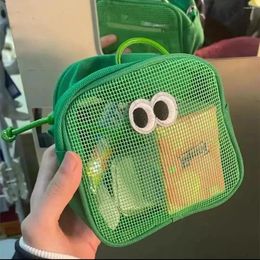 Storage Bags Candy Colour Clear Mesh Cosmetic Bag Cute Big Eyes Make Up Kawaii Makeup Pouch Case Portable Toiletry