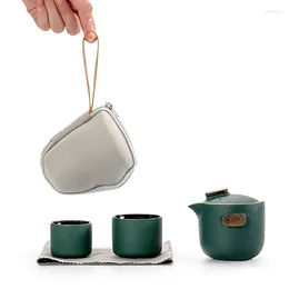 Teaware Sets Kungfu Tea Set Ceramic Quick-off Cup One Pot Two Cups Travel Portable Outdoor Teapot