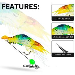 New Silicone Luminous Shrimp Artificial Bionic Lures Slow Sinking Bait Freshwater Saltwater Trout Bass Fishing Accessories