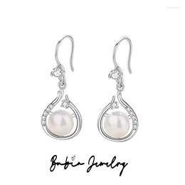 Dangle Earrings Natural Freshwater Pearl With Retro And Minimalist Style Versatile Zircon