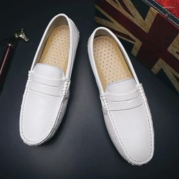 Casual Shoes 38-50 Designer Mens Loafers Genuine Leather Slip On Original Moccasins Black Driving For Men