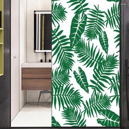 Window Stickers Greenery Tropical Leaf Privacy Film Non-Adhesive Decorative Glass Covering Static Cling Tint Frosted Sticker