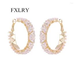 Hoop Earrings FXLRY Fashion Cubic Zircon Geometric Triangle Wedding Party For Women Jewellery