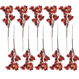 Decorative Flowers 12 Pcs Christmas Berry Decorations Simulated Picks Fake Stems Branches Artificial Flower Arrangement Simulation