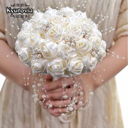 beautiful In Stock Ivory Ribb Frs Stunning Pearls Beaded Bridal Bouquet Bridesmaid Wedding Bouquets ramo de novia BY53 V8pP#