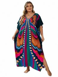 2024 Summer New Plus Size Causal Batwing Sleeve Kaftan Maxi Dr For Women Summer Outfit Evening Moo Moo Dres Q1342 G0cQ#
