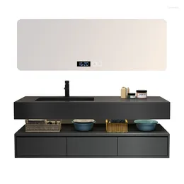 Decorative Figurines Luxury Modern Matte Black Floating Bathroom Vanity Mirror Cabinet Wall Mounted Set