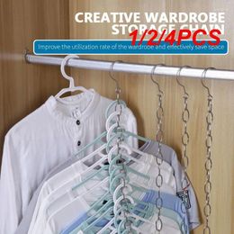 Hangers 1/2/4PCS Stainless Steel Clothes Market Shop Display Hanging Chain Hooks With Ring Hanger 14 Hole Holder