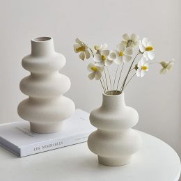 Vases White Porcelain Ceramic Vase Fashion Modern Nordic Style Flower Pot Creative Styling Flower Container Living Room