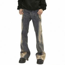 harajuku W Patchwork Jeans Man Japanese Baggy Wide Leg Denim Pants High Street Male Spring Autumn Straight Cowboy Trousers x4cB#