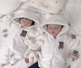 Autumn Winter Newborn Rompers Baby Fleece Jumpsuit Hoodies Jumpsuit toddler Girls Boys warm jacket Newborn Toddle Baby Overalls4858376