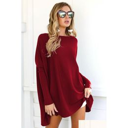 Women'S T-Shirt New Oversized Women Long Batwing Sleeve Sweatshirt Sweater Jumper Plover Ladies Loose Top Drop Delivery Apparel Clothi Dhxfv