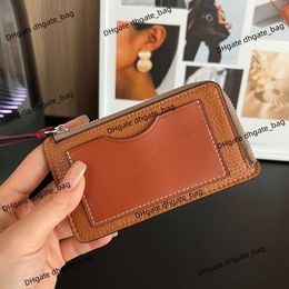 High-end designer wallet New Card Bag for Women Small and Ultra-thin Multiple Slots Change with Cowhide Lychee Pattern Colour Blocking Zipper Design Zero Wallet