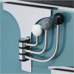 Hooks Rails Punch Door Hanging Hook Hats Bags Holder Scarf Key Iron Wall Hanger Clothes Coats Rack Towel Shelf Drop Delivery Home Gard Otjjd