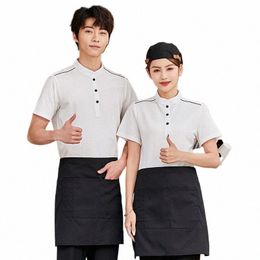 waiter Workwear T-shirt Short Sleeve Summer Breathable Catering Restaurant Hot Pot Staff Clothing Milk Tea Hamburger Work Clothe o0nk#