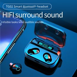 TG02 TWS Earbuds Bluetooth 5.3 Touch Control Wireless Earphones HiFi Stereo Sound LED Digital Display Gaming In Ear Headset Sports Headphones