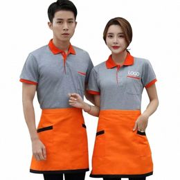 catering Workwear Apr Set Wholesale Restaurant Waiter Uniform Kitchen Bakery Work Short Sleeve Lapel Shirt Supermarket Clothes s4SY#