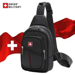 SWISS MILITARY Men's Bags Outdoor Leisure Waterproof Shoulder Crossbody Large Space Bag Solid Color Chest Bag