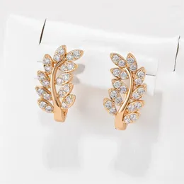Stud Earrings Dckazz Luxurious Natural Crystal Leaves Earring 2024 Retro Classic 585 Rose Gold Color Drop Woman Engagement Jewelry