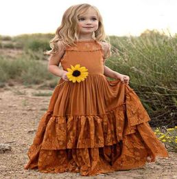 Baby Girls Lace Chiffon Dresses Kids Flower Girl Wedding Princess Party Dress Vestidos Costume Children Clothing For 27 Years AA21292229
