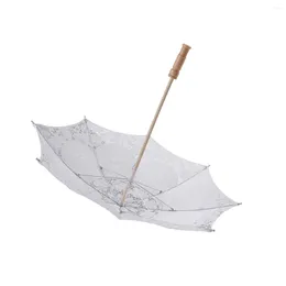 Umbrellas Retro Decor Classical Umbrella Handmade Cotton Beach Not Rainproof Wooden Lace Child