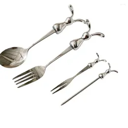 Forks Prevent Scratches Fruit Fork Pattern Dinnerware Kitchen Accessories Mirror Polishing Dessert Scoop Creative