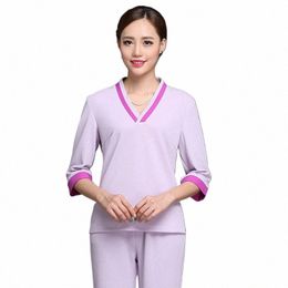lab Set Jacket+Pants Hotel Waiter Aviati Uniform Women Short Sleeve Medical Uniform Lady Beauty Sal SPA Fi Work Uniform u4lg#
