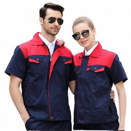 working Uniforms Workwear Summer Men Women Short Sleeve Workmen Uniform Car Workshop Working Suit Mechanical Repairmen Coveralls W5k5#