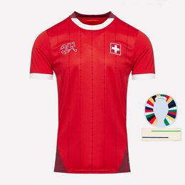 KIDS Switzerland Soccer Jerseys 2024 Euro Cup SWISS National Team ELVEDI AKANJI ZAKARIA SOW RIEDER EMBOLO SHAQIRI Home Away Football Shirts Size S - 4Xl 9Fa