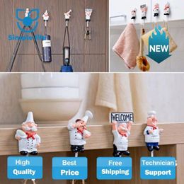 Hooks Cartoon Chef Shaped Hook Powerful Adhesive Wall Key Holder Kitchen Bathroom Storage Door Clothes Coat Hat Hanger Towel