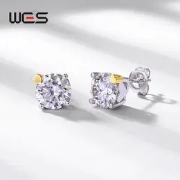 Stud Earrings WES Classic Heart Design Cute 925 Sterling Silver Moissanite 3ct VVS Gold Plated Diamond Jewellery Holiday Gifts