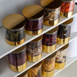 Storage Bottles European Gilded Glass Jar Decorative Candy Pot Sealed Bottle Tank With Lid Kitchen Food Organizer