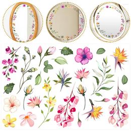 Wallpapers 1 Set Of Creative Mirror Decals PVC Wall Stickers Ornaments Flowers Printing