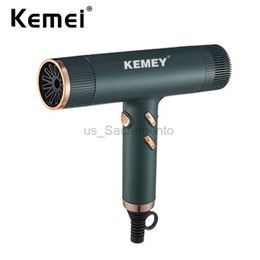 Hair Dryers Kemei Professional Ionic Hair Dryer Powerful 1500W Fast Drying Low Noise Blow Dryer 2 Concentrator Nozzle 1 Diffuser Attachments 240329