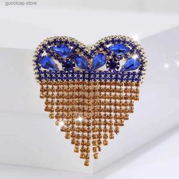 Pins Brooches Dmari Women Brooch Ukraine Style Badge 7-color Delicate Long Thread Tassel Lapel Pins Luxury Rhinestone Jewelry For Clothing Y240329