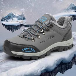 Boots Winter Cotton Male Casual Sneakers Travel Man Warm Outdoor Hiking Shoes Light Fashion Running Shoes Rock Climbing 2023 New 3846