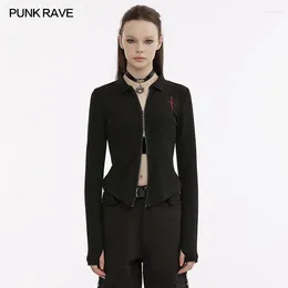 Women's Jackets PUNK RAVE Gothic Pointed Hem Fit Knitted Cross Sword Red Embroidered Jacket Fashion Daily Black Small Coat All Season