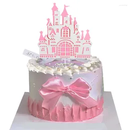 Party Supplies 5pcs Castle Princess Cake Topper Golden Pink Cakes Decoration Wedding Birthday Baking Decor Accessories Baby Shower