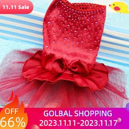 Dog Apparel Pet Cat Tutu Dress Rhinestone Bowknot Party Puppy Princess Wedding Clothes To Choose