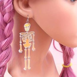 Stud Earrings 1 Pair Gothic Style Laser Skeleton Hook Halloween HorrorAcrylic Gifts For Girls