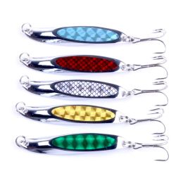 5 Colours Spinner Spoon fishing lure Metal Jig Bait Crankbait Artificial Hard lure with Treble hook 7cm 21g ZZ