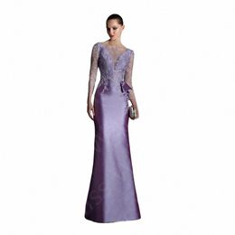 modern Lace Mother Dres Mermaid 2023 On Sale Lg Sleeves of the Bride Gowns Back Out Wedding Party Bateau Neck t7qa#