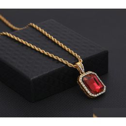 Pendant Necklaces Bling Men039S Faux Lab Mini Ruby Rope Cuban Chain Gold Plated Iced Out Sapphire Rock Rap Hip Hop Jewellery Acce5878616 Dhptg