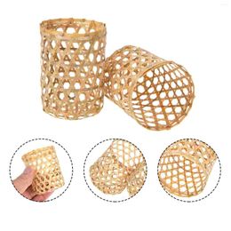 Vases 2pcs Bamboo Woven Cup Sleeves Vintage Rustic Hand-Woven Covers