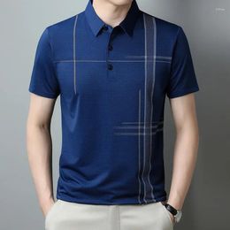 Men's Polos Fashion Brand Soft Polo Shirt For Men Short Sleeve Summer Cool Clothes Striped Tshirt Luxury Korean Male