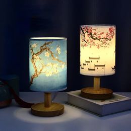 Modern Simple Cloth Art Warm Desk Lamp Bedroom Bedside Chinese Style Home Decoration Led Small Night Light 240325