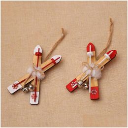 Christmas Decorations Wooden Sleigh Pendant Xmas Tree Hanging Ornament Home Window Party Decoration Liberal Drop Delivery Garden Fes Dhdmc